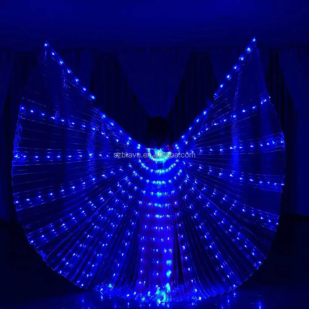 New Arrival Performance Clothing Carnival Halloween LED Isis Wings Glow Light Up Belly Dance Costumes with Sticks