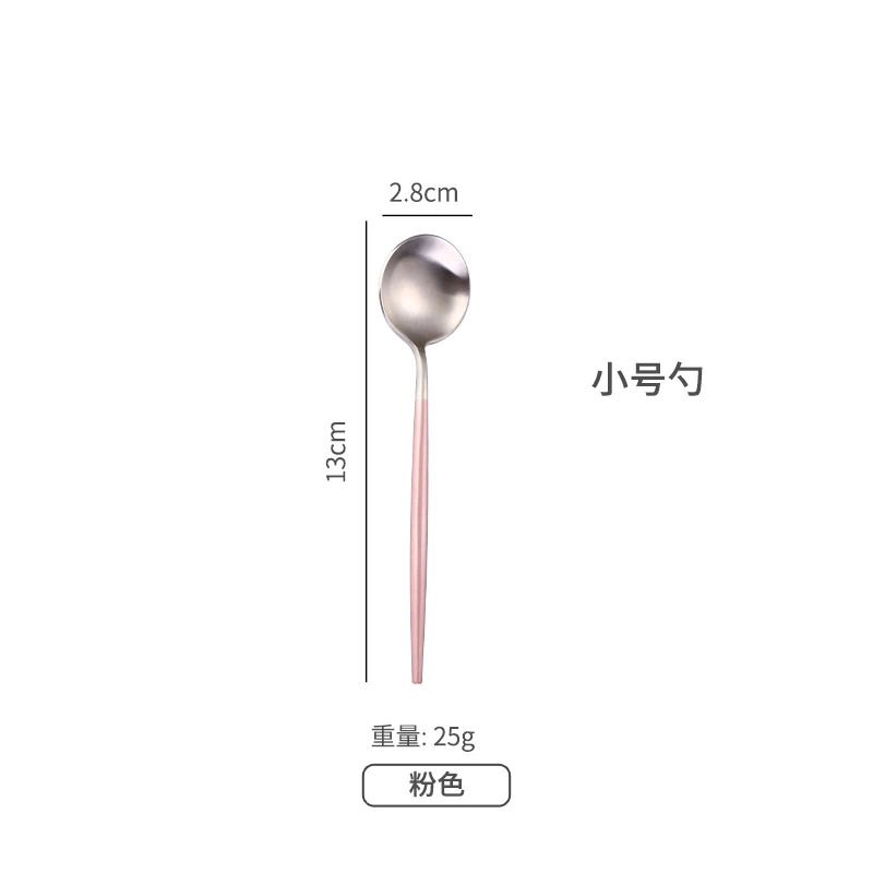 
Hot Sale Portuguese Stainless Steel Coffee Tea Dessert Ice Small Round Head Spoon with Colorful Handle Tableware Cutlery 