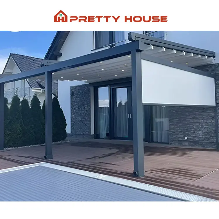 Factory Price Restaurant Waterproof Aluminum Canopy Garden Hotel Restaurant Awning Retractable Roof