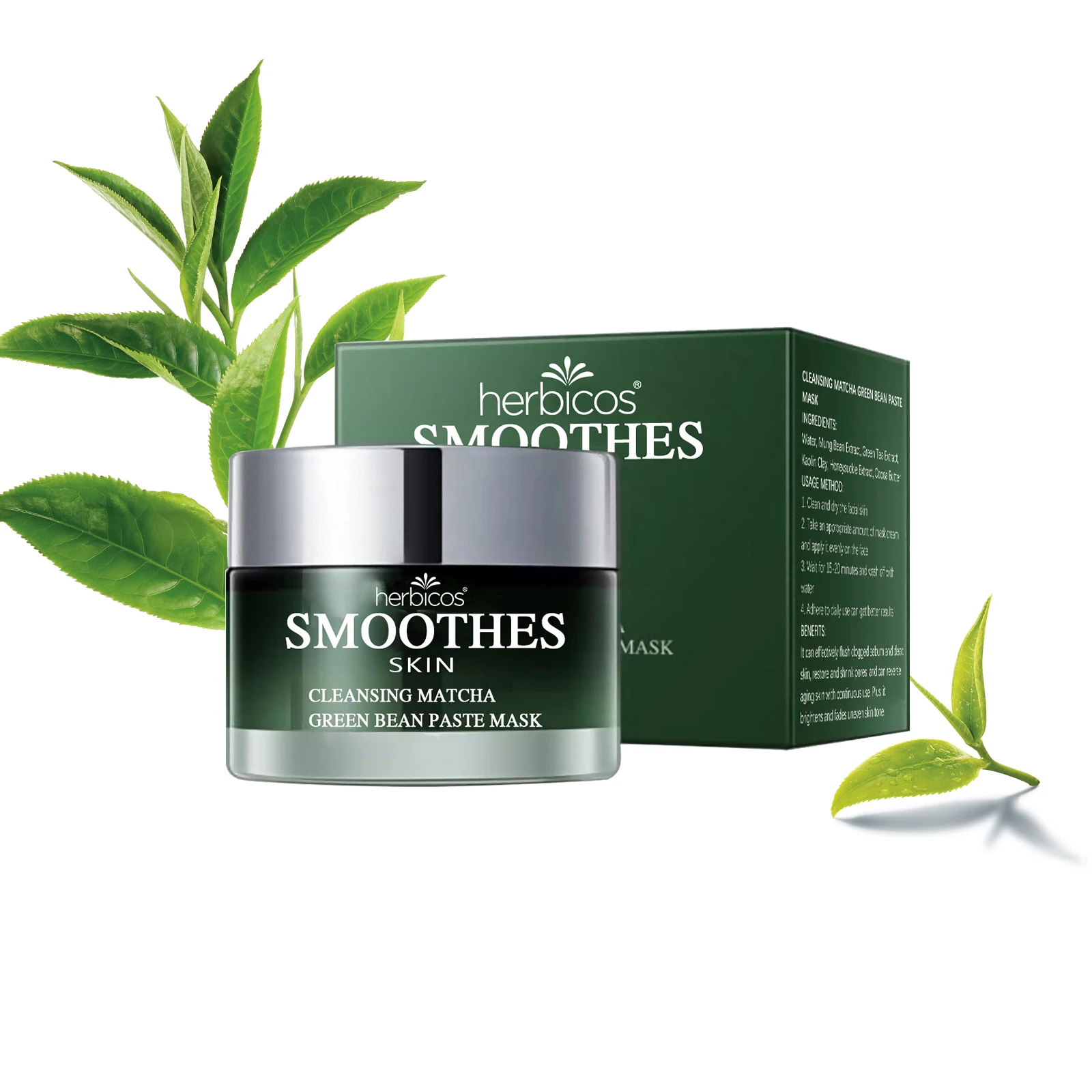 Herbicos OEM Korean Removing Blackhead Facial Mud Mask Skincare Private Label Organic Green Tea Mini Clean Clay Mask For
