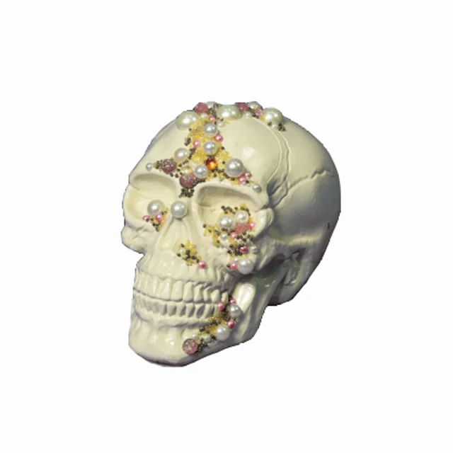 
Halloween Decoration Table Top Luxury Plastic Skeleton Skull with Fancy Gems Party Bar Home Props 