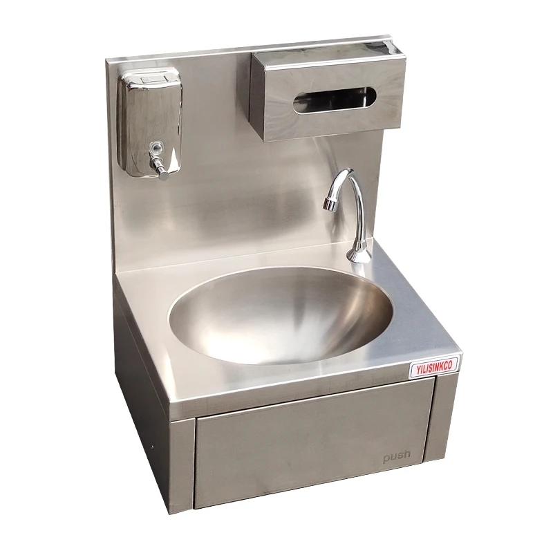Wholesale Knee Operate Wall Mount Stainless Steel Industrial Kitchen Hand Wash Basin