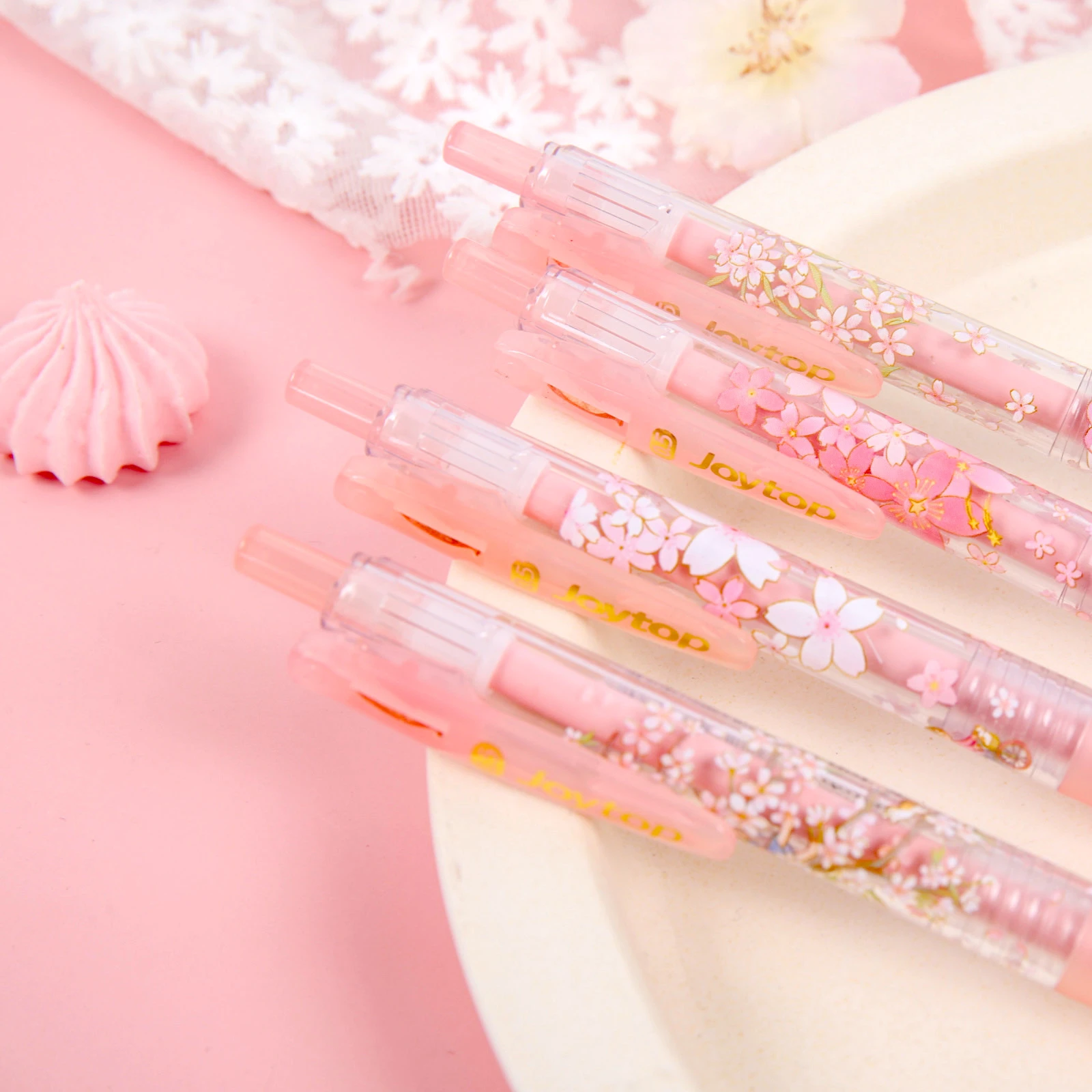 Joytop 3164 Wholesale Plastic Sakura Rack Suits Customized Retractable 0.5Mm Ballpoint Pen Refill