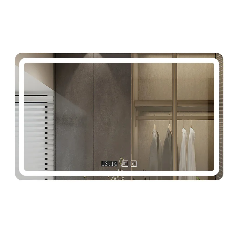 Square smart high-definition silver mirror luminous makeup mirror wall mounted explosion-proof LED bathroom mirror