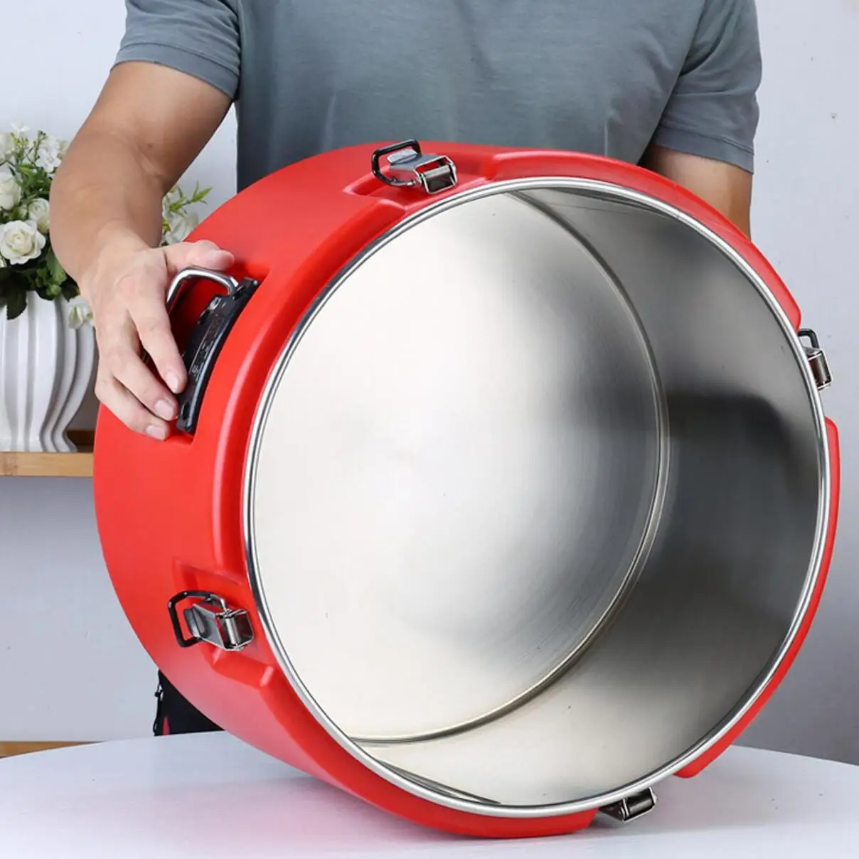 304 Stainless Steel Insulation Barrel Without Faucet / Restaurant Food Warmer Insulated