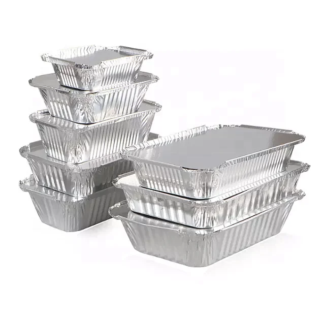 Custom Large Square Smooth Aluminium Foil Containers for Desserts and Cuisine Personalized Foil Trays