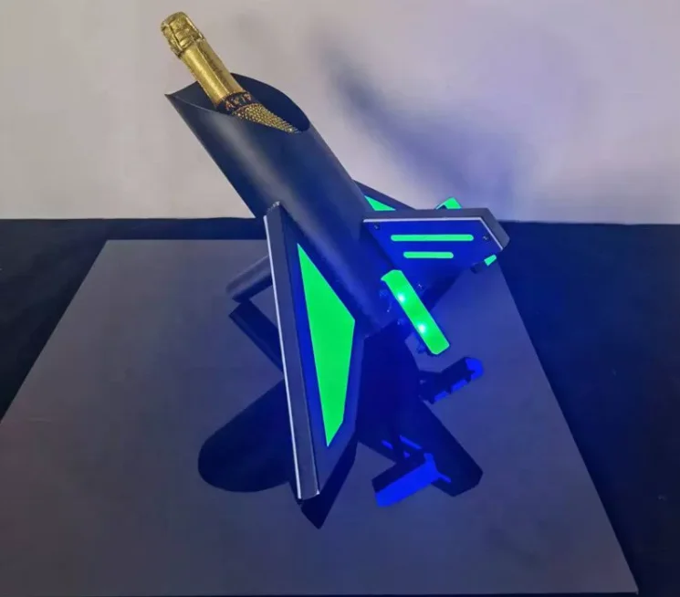 Metal Champagne Plane Bottle Glorifier Aircraft Pilot LED Bottle Presenter Plane VIP Service Champagne light Bottle Holder