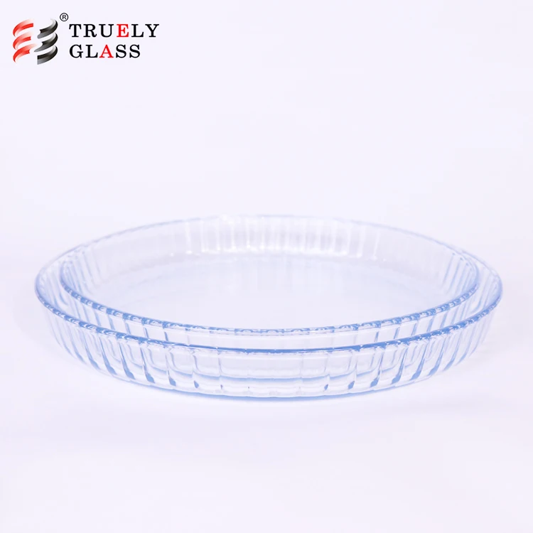 Cheap price pizza cake pan heat resistant oven microwave safe tempered glass baking dish