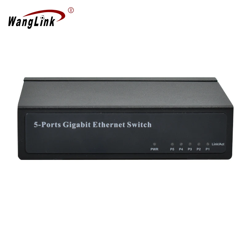 Wanglink Hotsale Unmanaged Hub network switch Gigabit trillion 5 Port Ethernet steel shell case Switch with Metal Housing