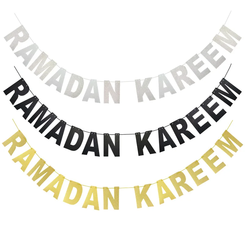 2022 New Paper Ramadan Kareem Banner Ramadan Mubarak Banner Ramadan Kareem Decoration Muslim Party Supplies