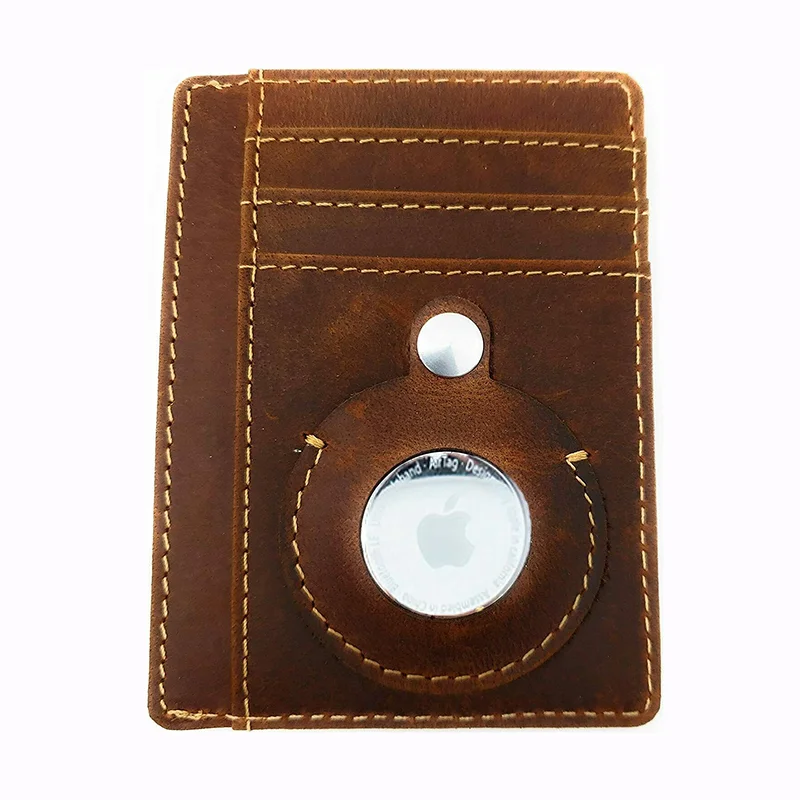 
Wholesale Slim Airtag Wallet Mens Genuine Leather Credit Card Money Holder Air Tag Case Fashion Money bag 