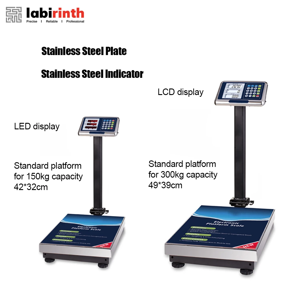 Foldable Electronic Bench Scale 150kg 300kg LED Stainless Steel Display Corrugated Steel Platform Scale