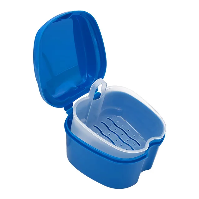 Denture Bath Box Case Dental False Teeth Storage Box with Hanging Net Container Plastic artificial tooth Organizer Teeth Care