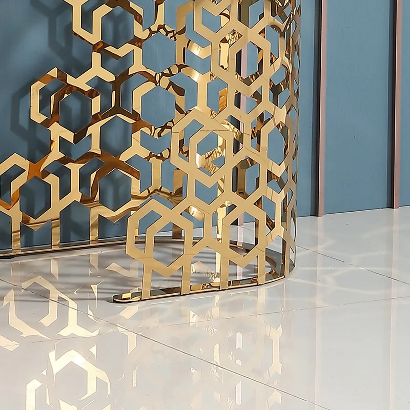 Luxury Gold Metal Frame With Natural Marble Top Console Table Living Room Foyer Hallway Table