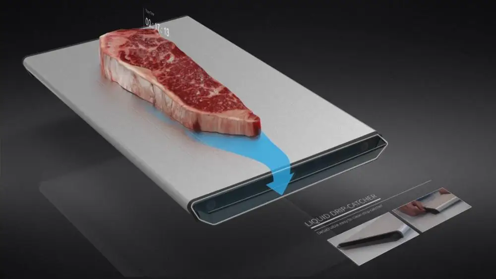 Fast Defrost Tray, Premium HDF Aeronautical Aluminum Alloy Thawing Plate, Thaw Frozen Meat or Food Quickly and Safely