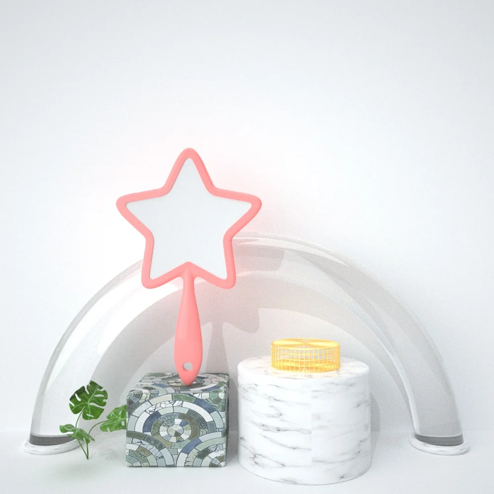 Wholesale Vanity Lovely Big Large Personalized Custom Star Shaped Hand Handheld Makeup Mirror With Logo