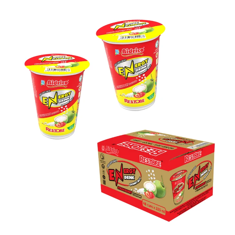 Bidrico Carbonated Energy Drink Halal-Certified Taurine Strawberry Additives OEM Service Carton Box Packaging Vietnam Product