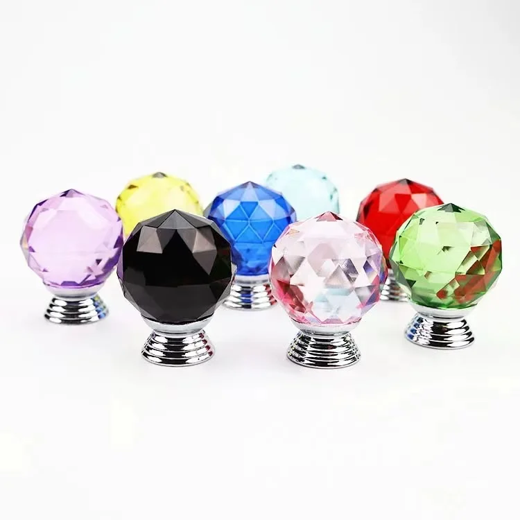 30mm Diamond Shape Design Crystal Cabinet Door Wardrobe Handle Hardware Furniture fittings Glass Knobs Cupboard Pulls