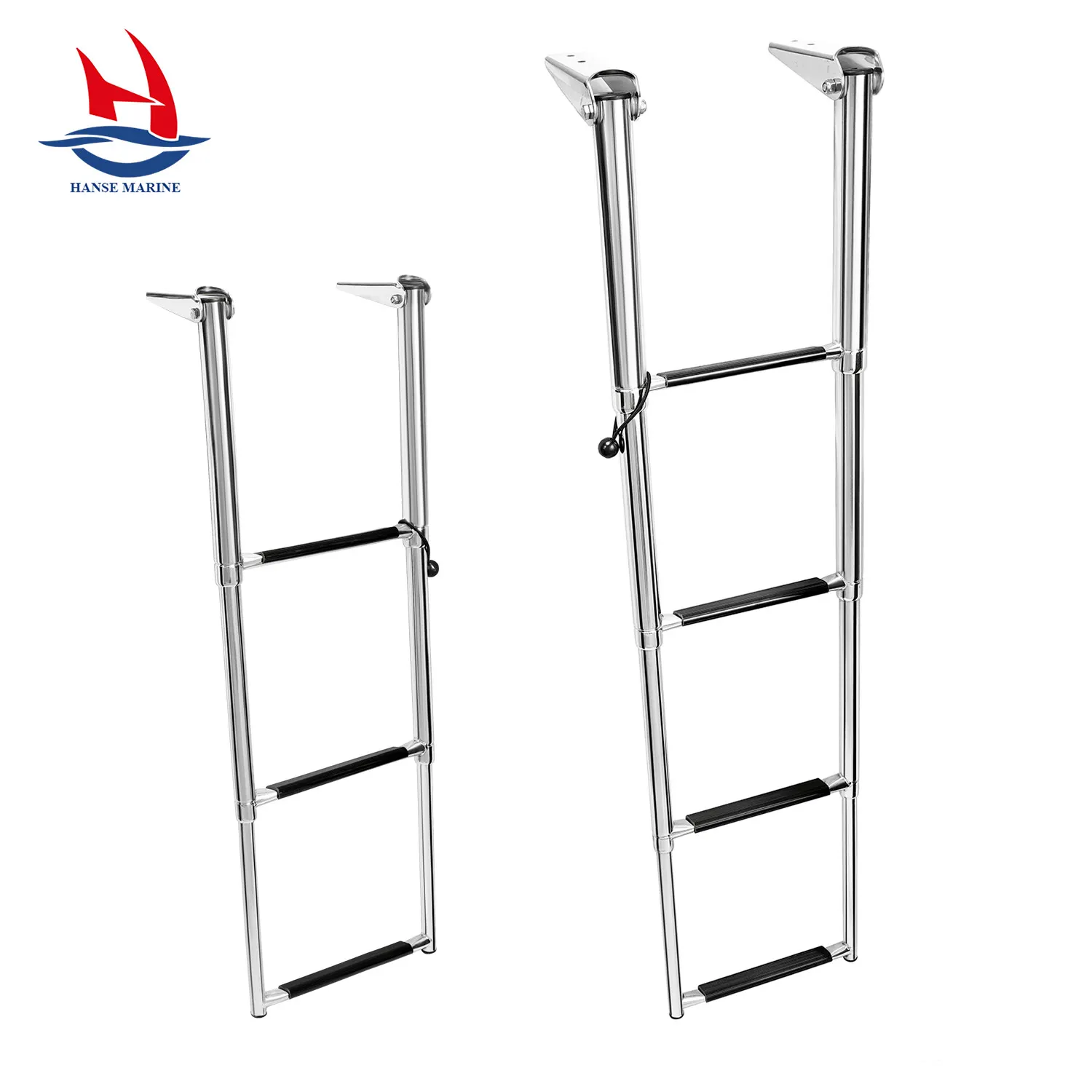 HANSE MARINE Stainless Steel Classic Telescopic Drop Ladder Boat Ladder with Plastic Steps Accessories for Boat Yacht