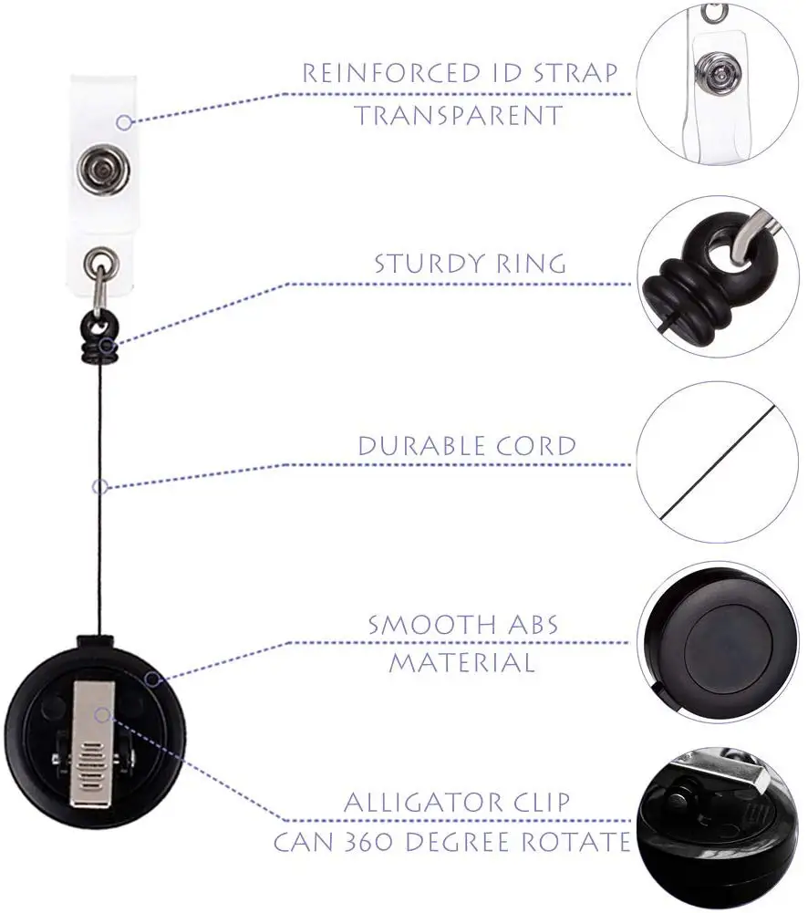 Factory direct 20mm LOGO retractable badge reels with vinyl snap hook