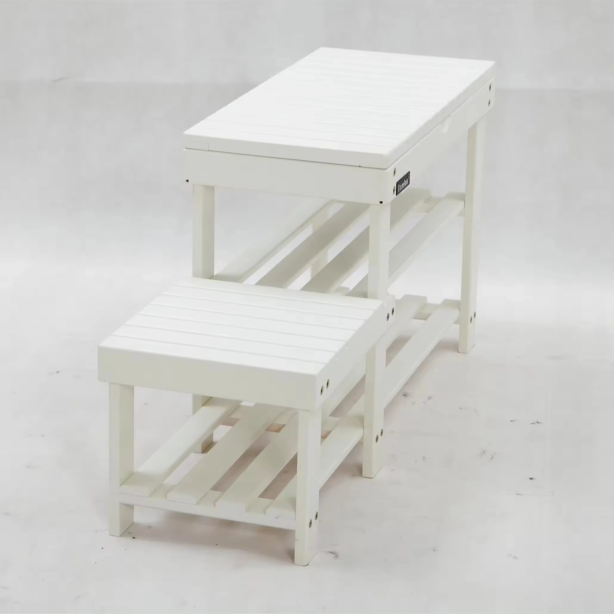 Simple Design Shoe Storage Rack White Bamboo Shoe Rack, Multipurpose 2 Tier Shelf for Shoes, Plants, Books