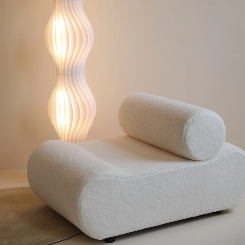 Light Luxury Lambskin Sofa Wabi-Sabi Style Nordic Retro Design Creative Homestay Special-Shaped Module Combination Sofa