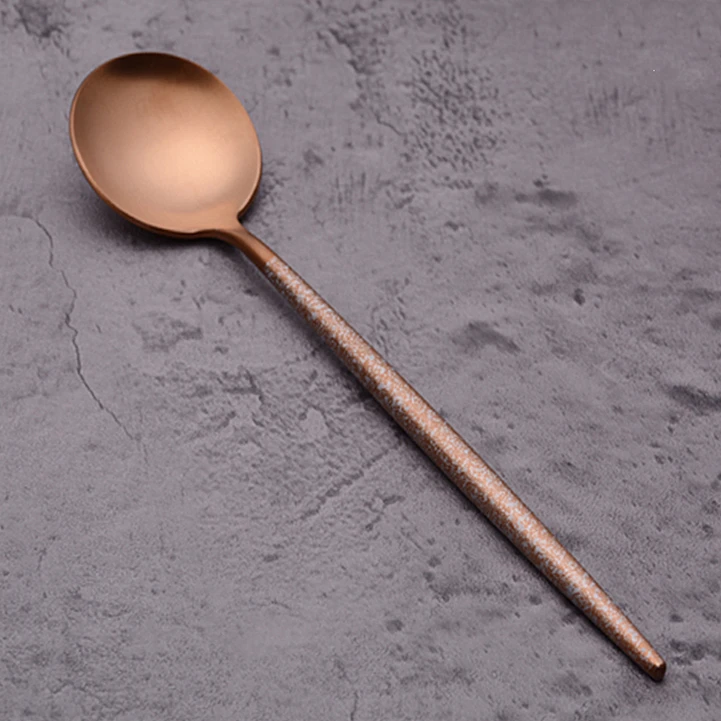 Hot item unique handle design bulk dinner table spoon korean style vintage stainless steel spoon