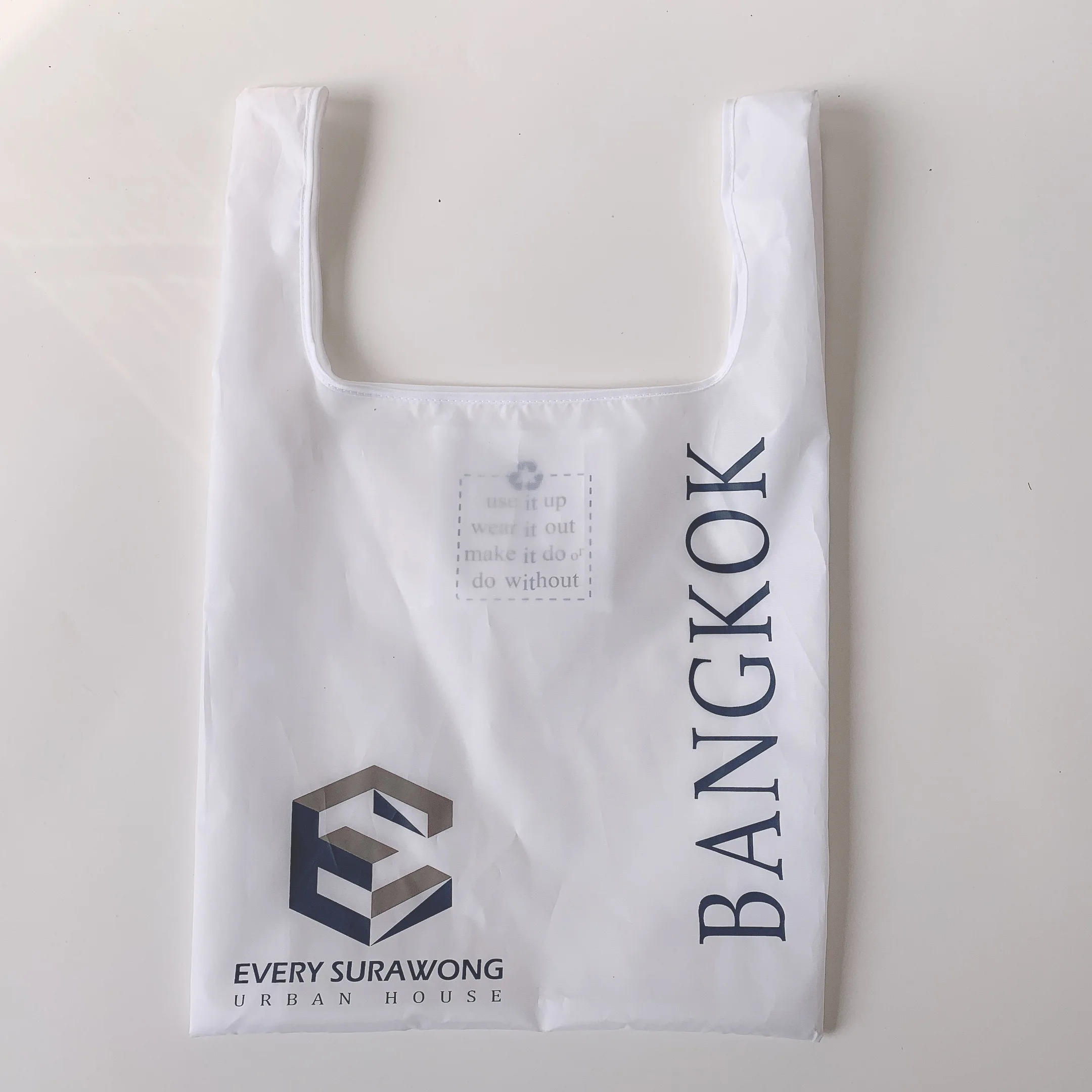 recycled reusable eco-friendly 190t 210d RPET polyester foldable shopping bag for promotion