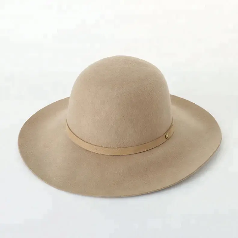 
Wholesale Women Round Crown Wool Felt Floppy Hat with 8cm Brim 