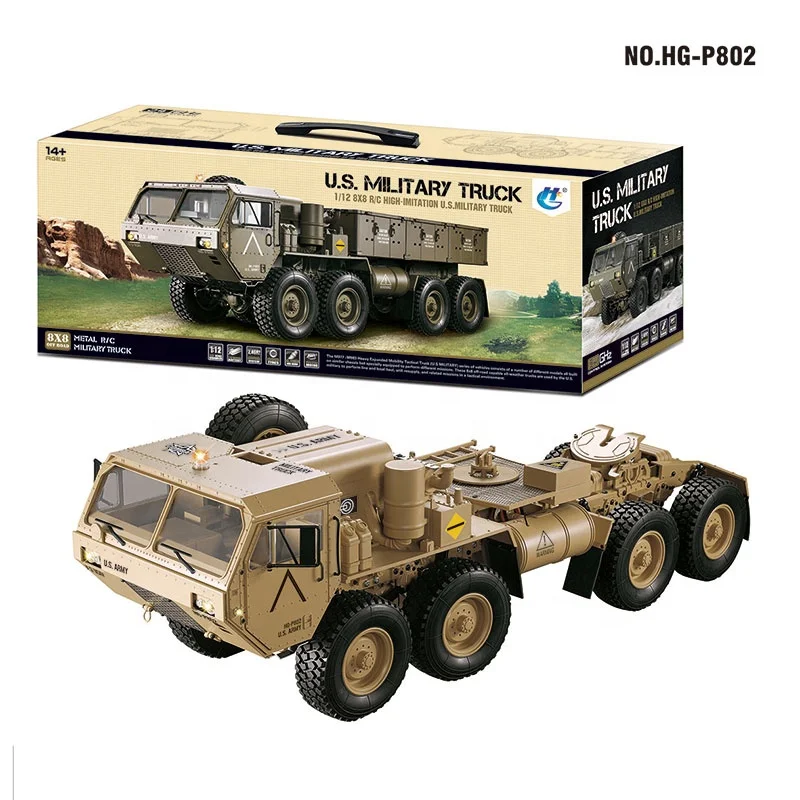 
M983 US Army Military Truck 1/12 RC Truck 8x8 HG P802 Upgrade Version With 4500mAh Battery,Lightings and Sounds 