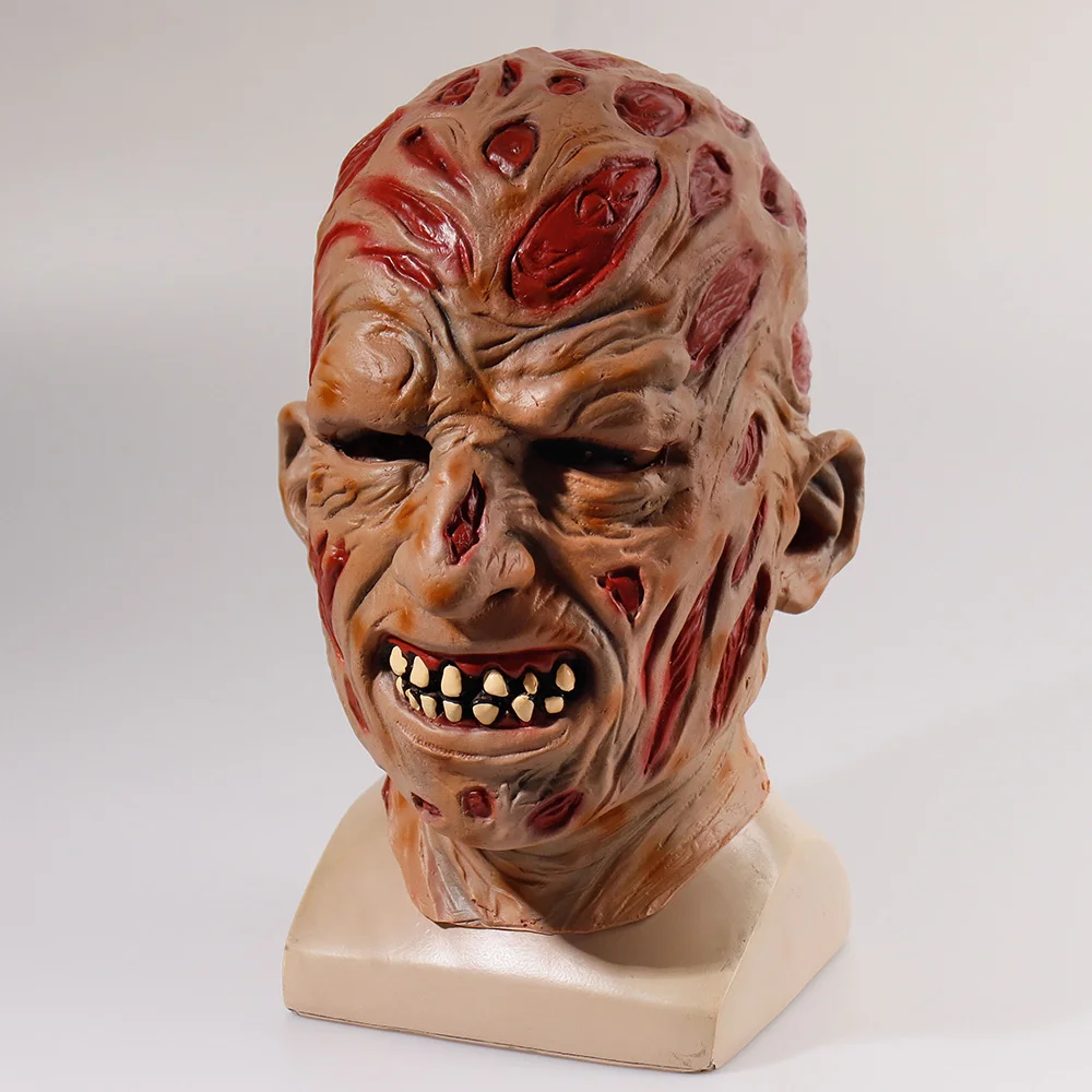 Realistic Latex Adult Party Costume Horror Freddy Krueger Mask Scary Dance Freddy Zombie Mask