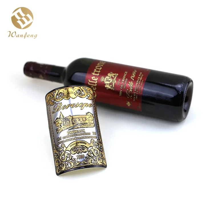Waterproof Self-Adhesive Aluminium Packaging Labels Custom for Glass Wine Bottles Self Adhesive Aluminium Labels