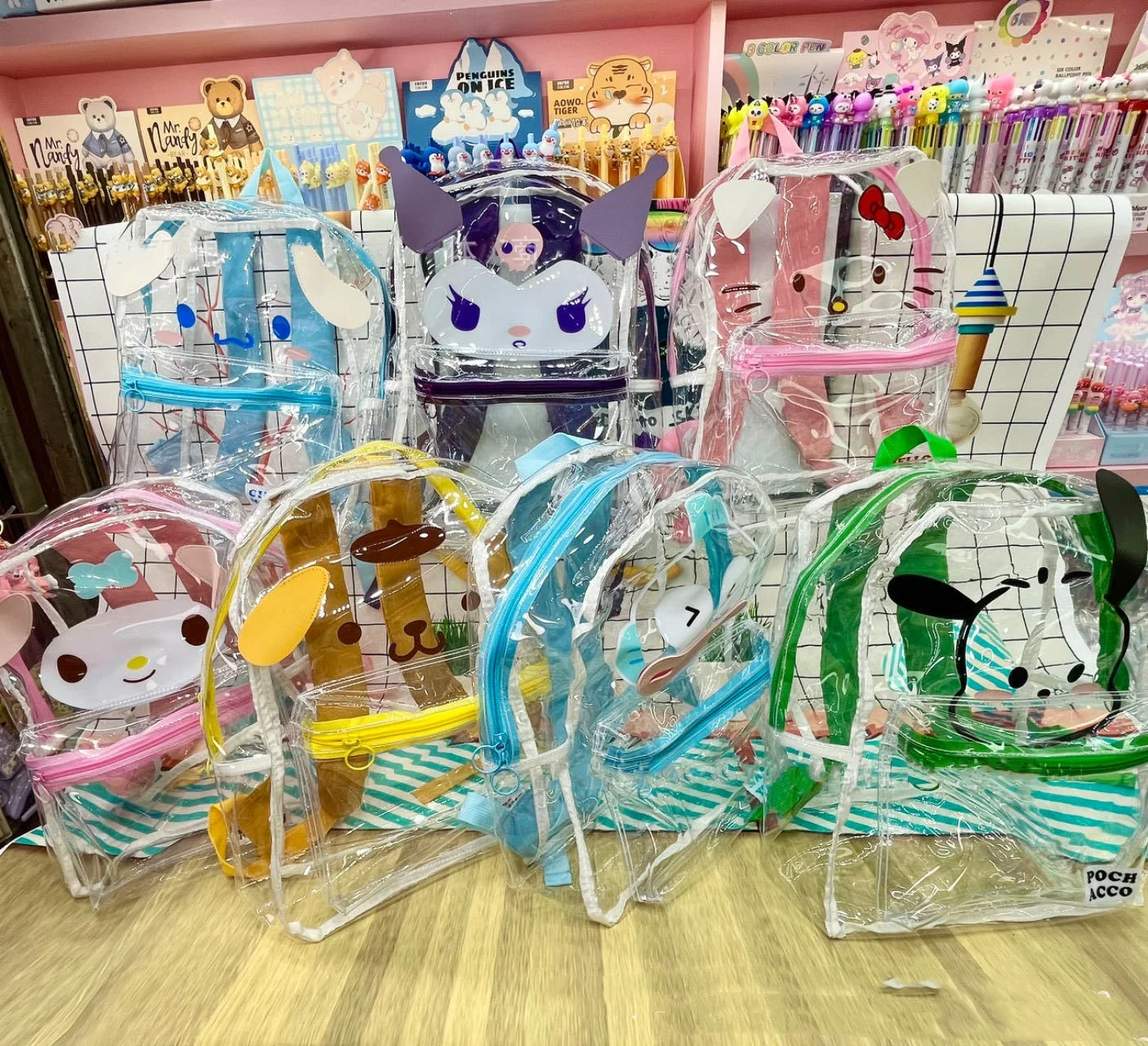 DHF998 Новое поступление мультяшный прозрачный рюкзак из ПВХ kawaii Kuromi дорожная сумка большой емкости водонепроницаемая школьная