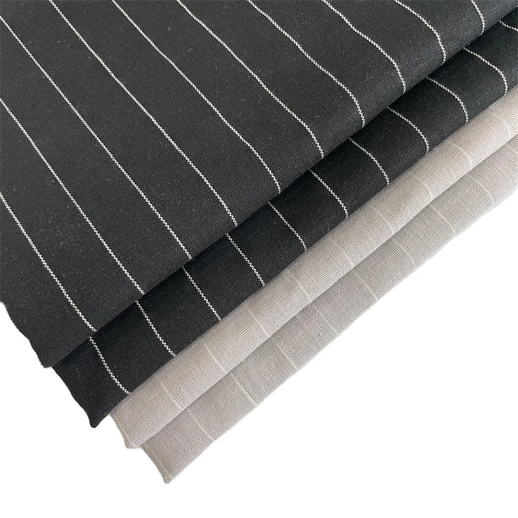 Новинка, Модные Тканые платья HAHOO из 70% льна, 30% вискозы, в полоску, в полоску, элегантный материал, льняная ткань для рубашек