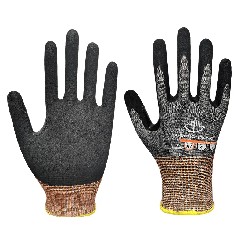 Nitrile Gloves Polyester Shell Nitrile Coated Garden Construction Industrial Safety Work Cut Resistant Gloves for Work