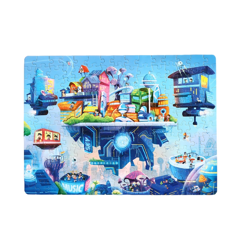 Future World High Quality Educational Toys Level up Puzzles 154pcs 180pcs 2 in 1 Box Connectable Board Game Paper for Kids