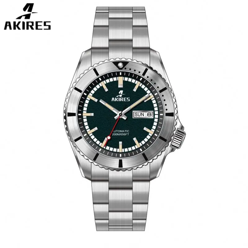 Oem Odm Logo Watch Rubber For Men Custom Gold Mechanical Watches 4130 Case Diver Movement Luxury Green Automatic