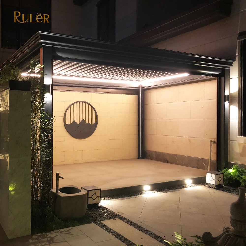 Customized size Outdoor Patio Motorized aluminum adjustable louver pergola Waterproof awning