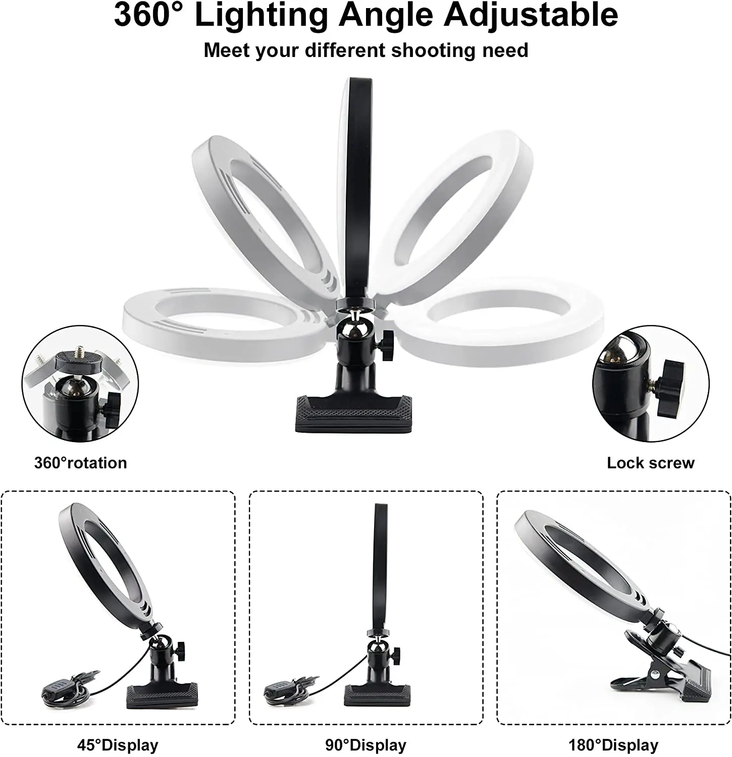 6 inch Usb Photo Selfie Fill Video computer Conference Lighting Kit Led Ring Light with clip