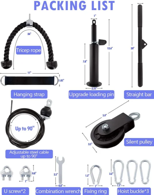 Hot Sale Grip Handle Pull Down Set Smith Machine Accessory Pulley Cable Machine LAT and Lift Pulley System For Gym