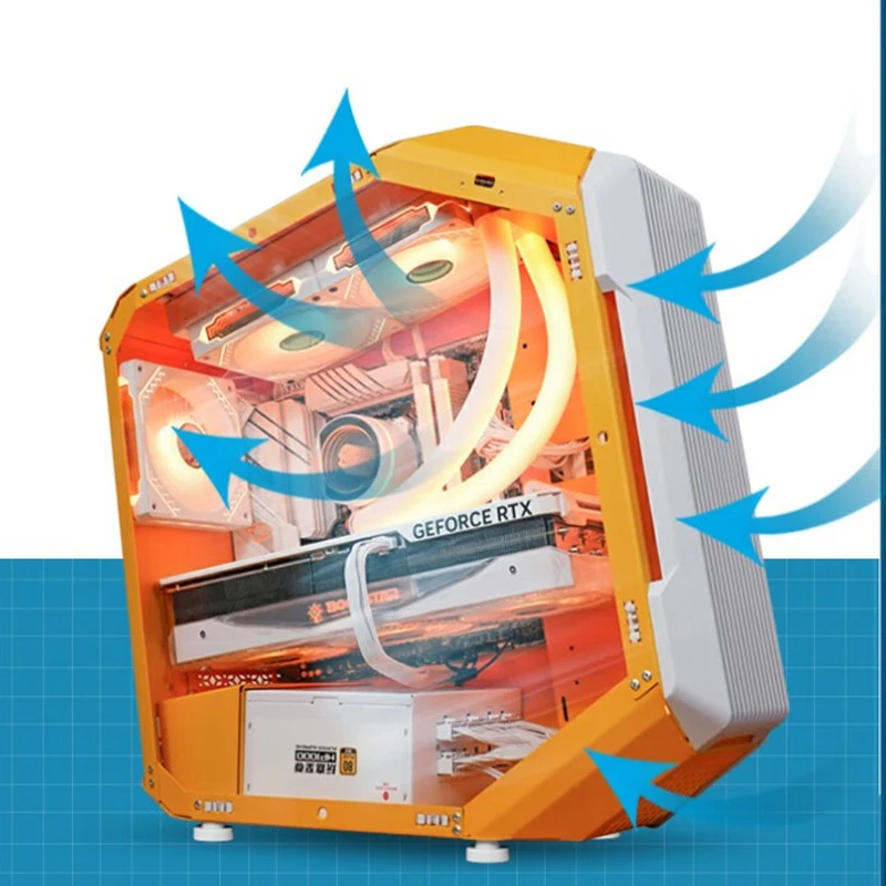 Factory OEM Custom Computer PC Case Gaming Cabinet Support M-ATX Motherboard with RGB CoolingFans  LED Lights Strips