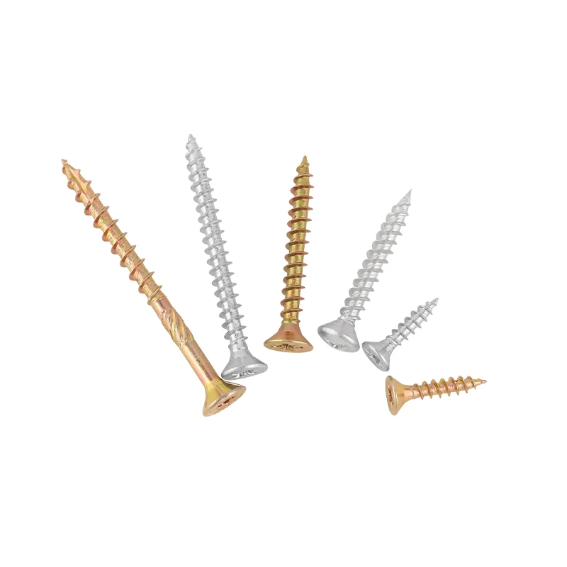 China Manufacturer Suppliers double Countersunk Head white yellow Zinc Plated Sawed mdf parafuso Chipboard Screw