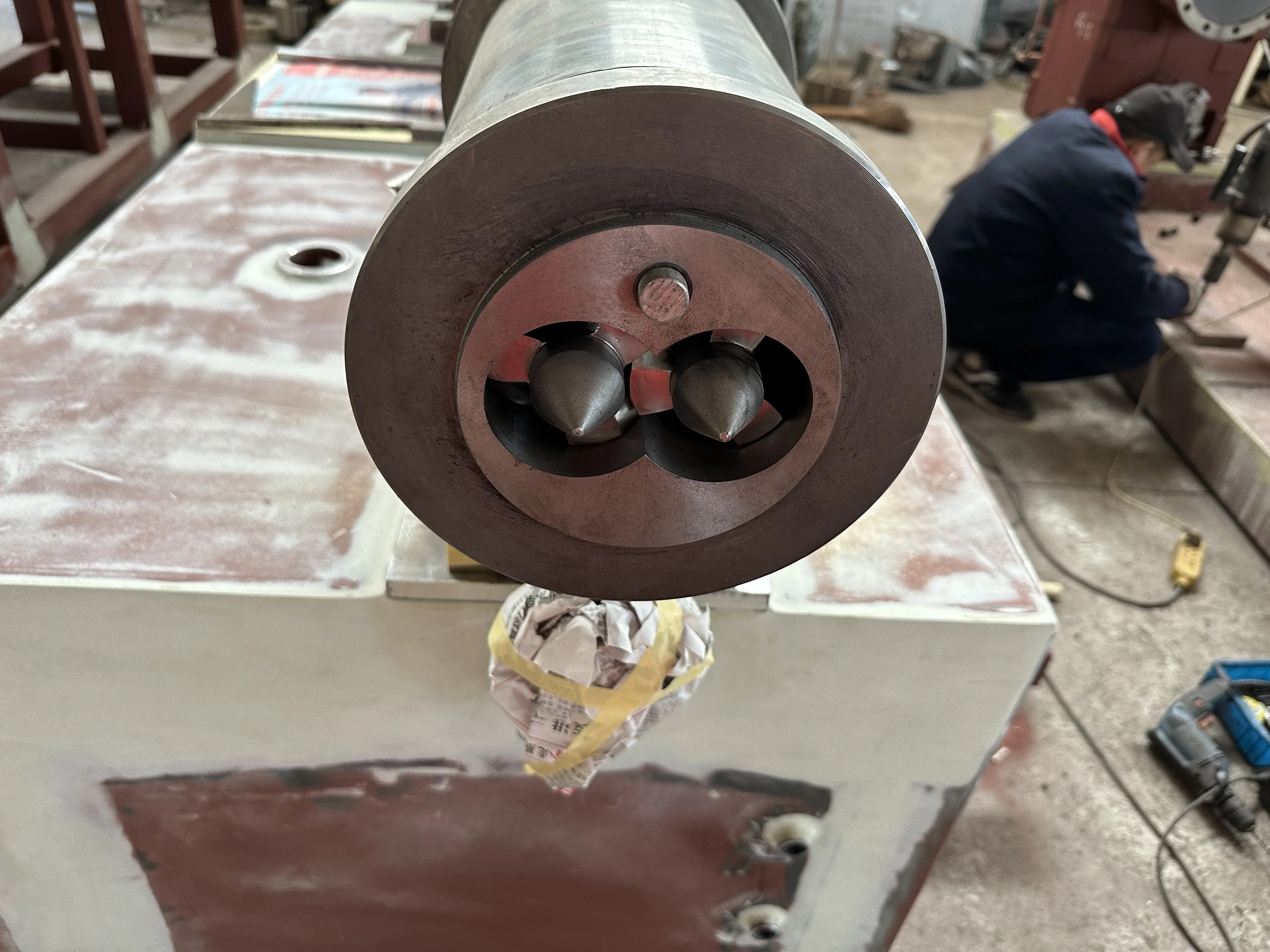 PVC conical twin screw extruder SJZ80/156 with Bimetallic screw and barrel