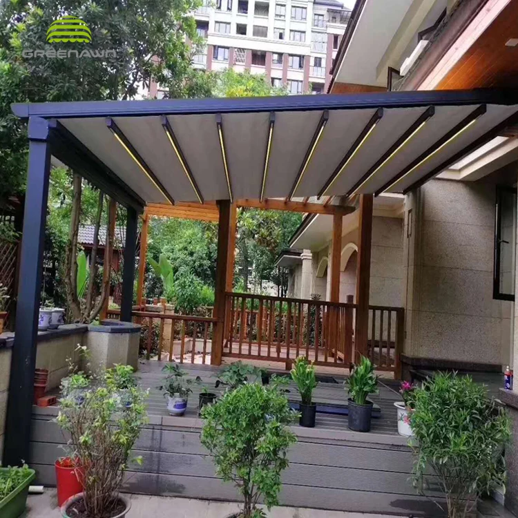 Aluminum Folding Gazebo Outdoor Retractable Roof Pergola Electric Aluminum Pvc Pergola