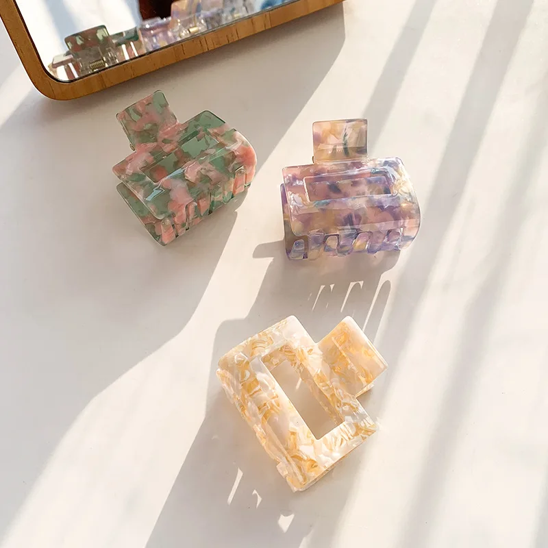 Shark clip temperament all environmental protection disc hair clip square clip hollow floral acetic acid plate hair grab