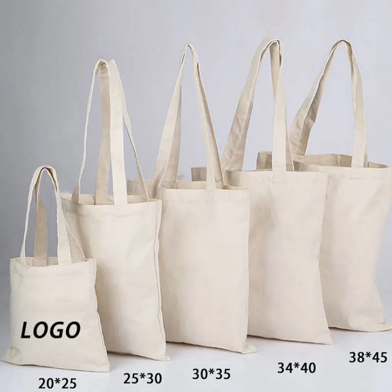 Factory Customized Printed Logo Eco Grocery Shopping Bag Reusable Blank Bulk Cotton Canvas Tote Bags for Sublimation Gift
