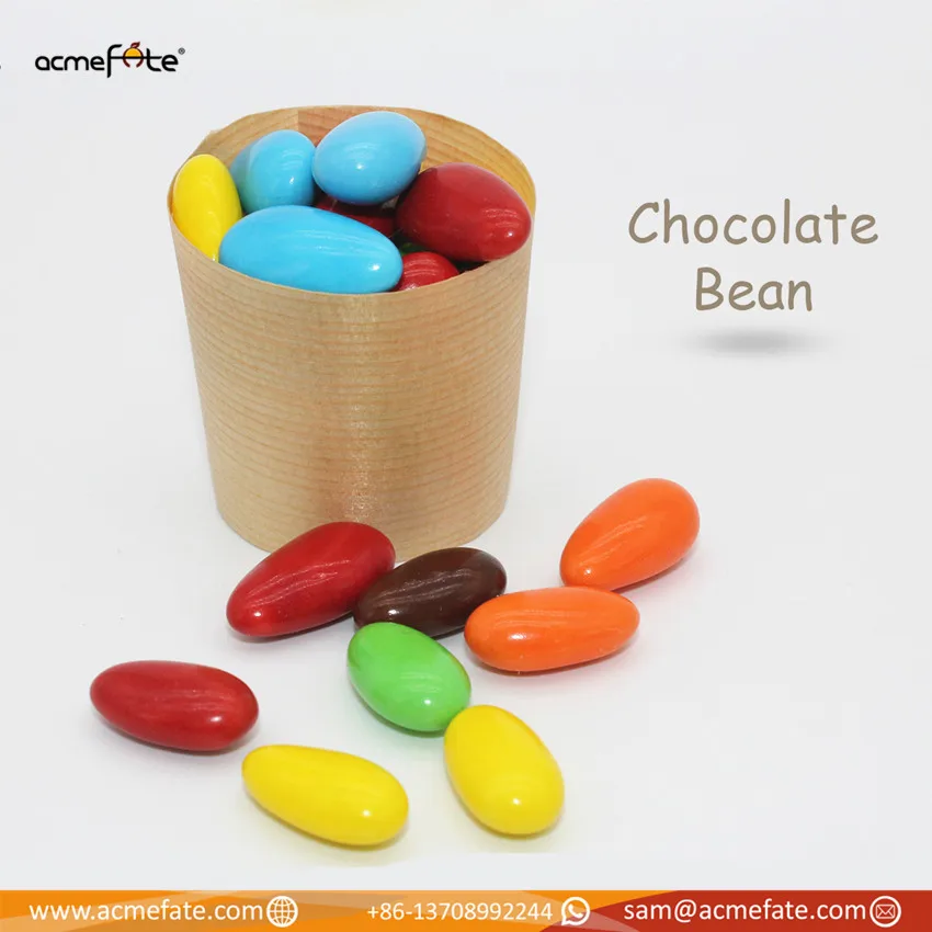 Halal compound Oval/almond shape chocolate candies chocolate beans dragee chocolate button supplier