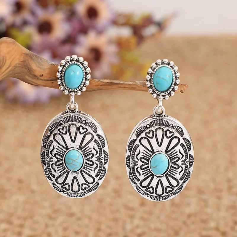 2022 Newest Cute Vintage Bohemian Western Tribal Turquoise Earrings