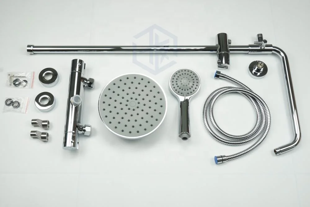 CE WRAS bathroom sanitary ware round shape hot cold water mixer faucet exposed installation thermostatic rain shower set