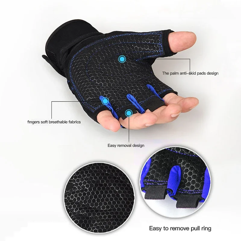 Gym Gloves for Men Women Fitness  Wristband Gloves Body Building Training Sports Exercise Weight Lifting Cycling Glove